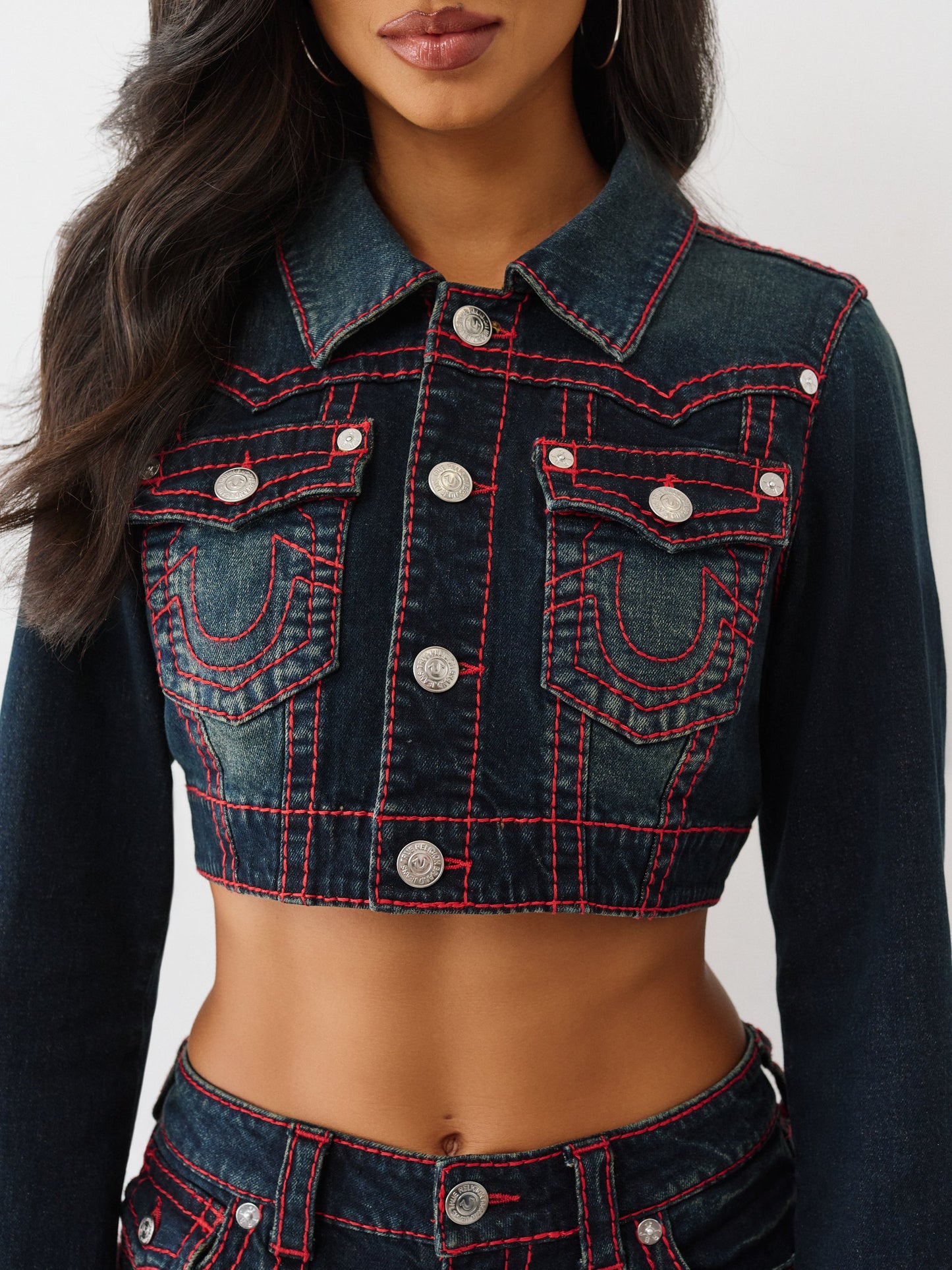 True Religion Jacket Crop Mini Big T Midnight Serenade