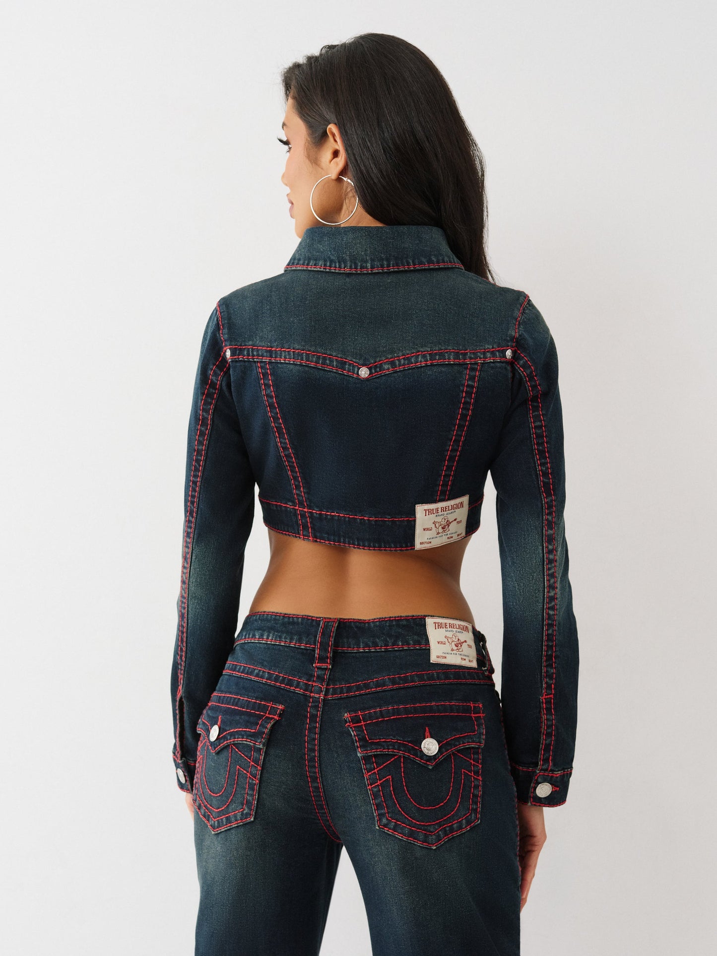 True Religion Jacket Crop Mini Big T Midnight Serenade