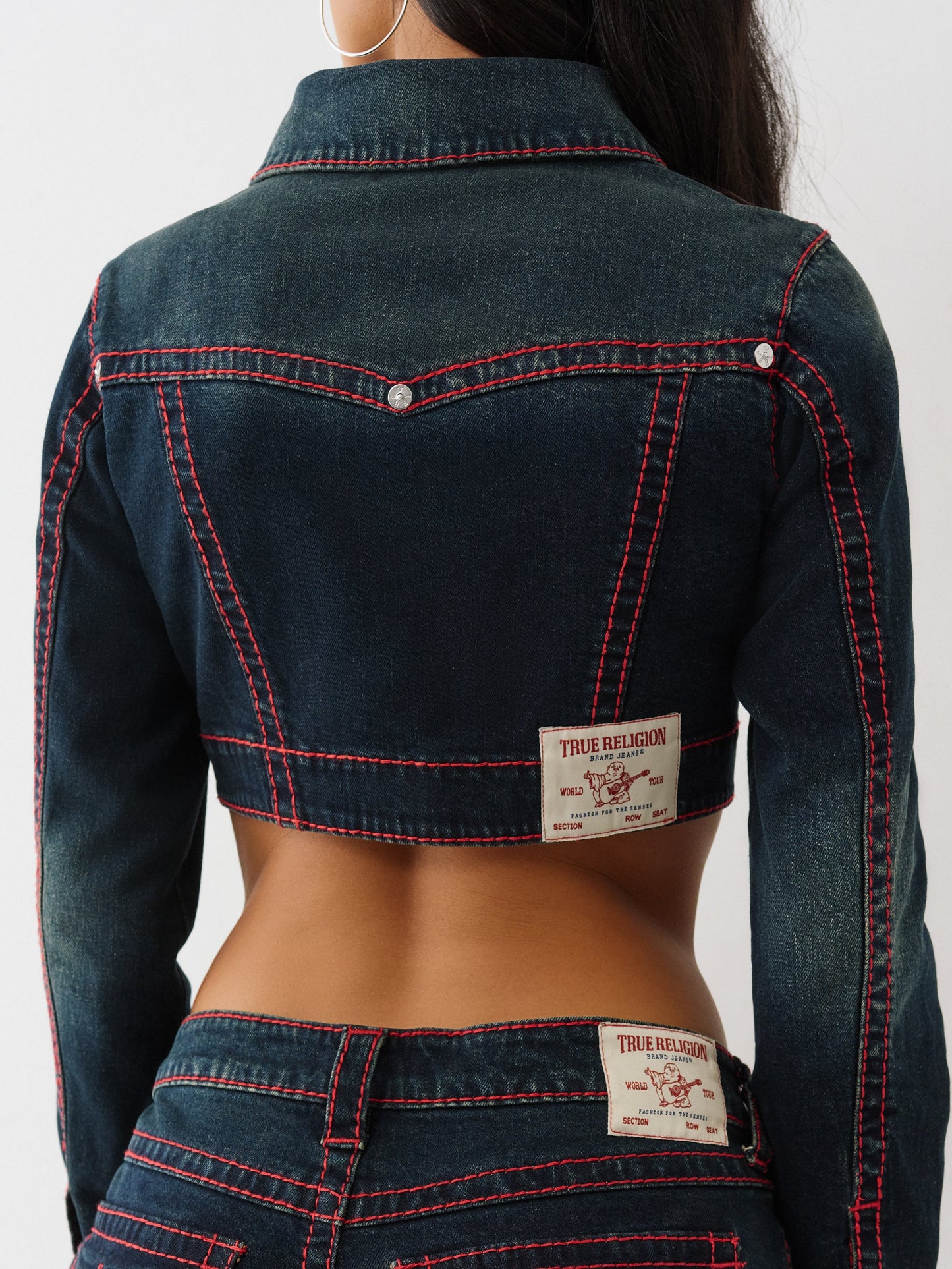True Religion Jacket Crop Mini Big T Midnight Serenade