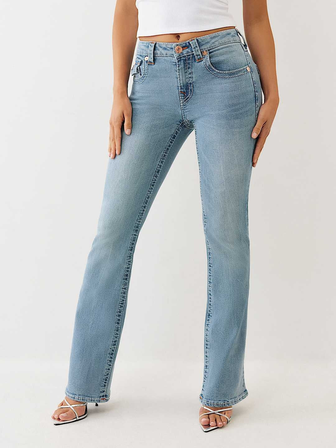 True Religion Jeans Becca Mr Cut Flap Big T Pine Blossom