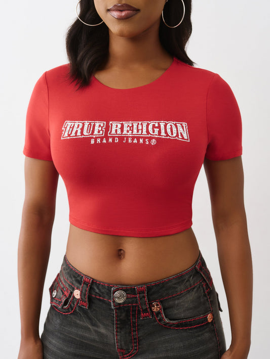 True Religion T-Shirt Anniversary Crystal Spicy Ss T Scarlet Sage
