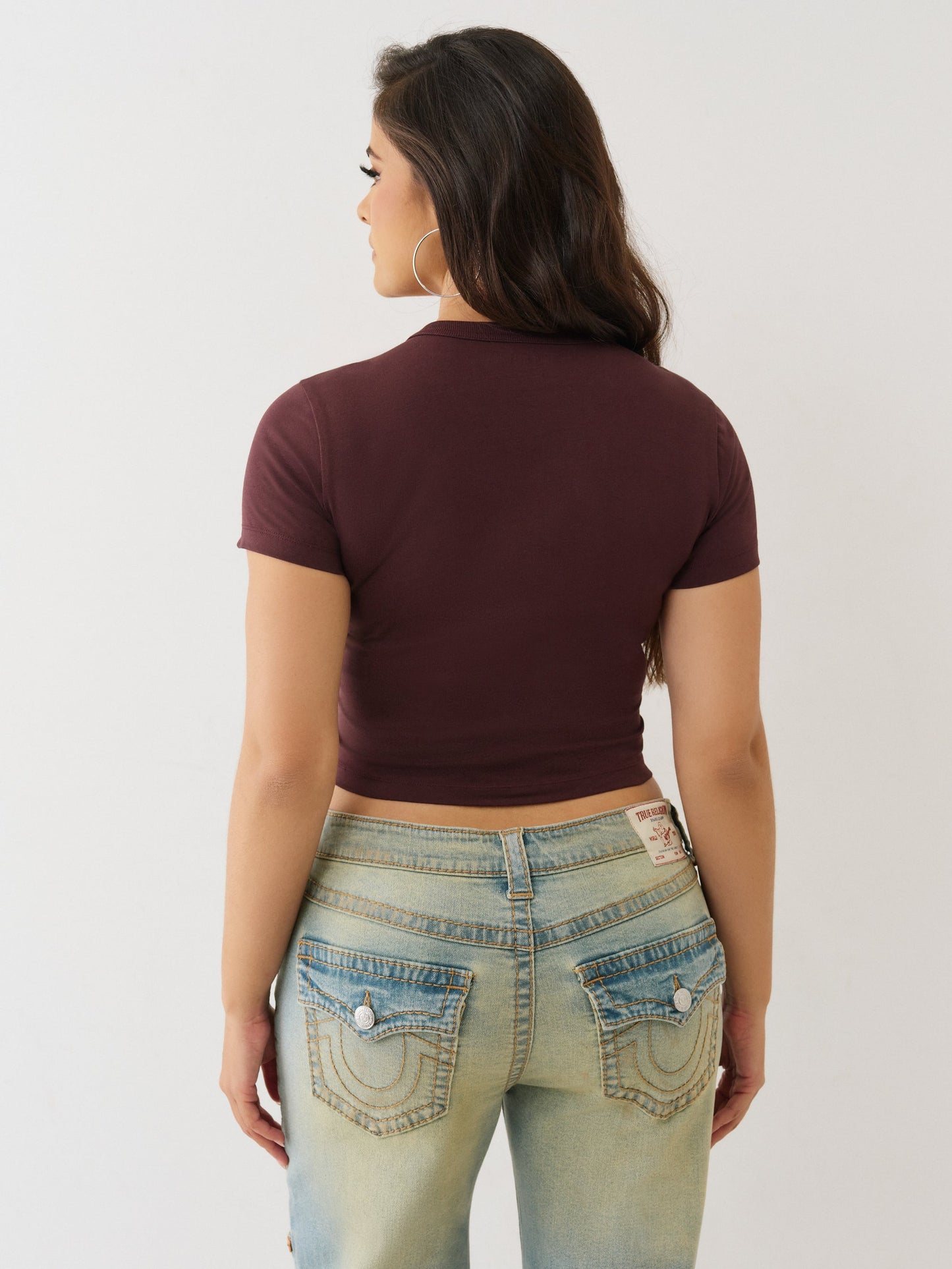 True Religion T-Shirt Crystal Buddha Keyhole Ss Bby T Fudge
