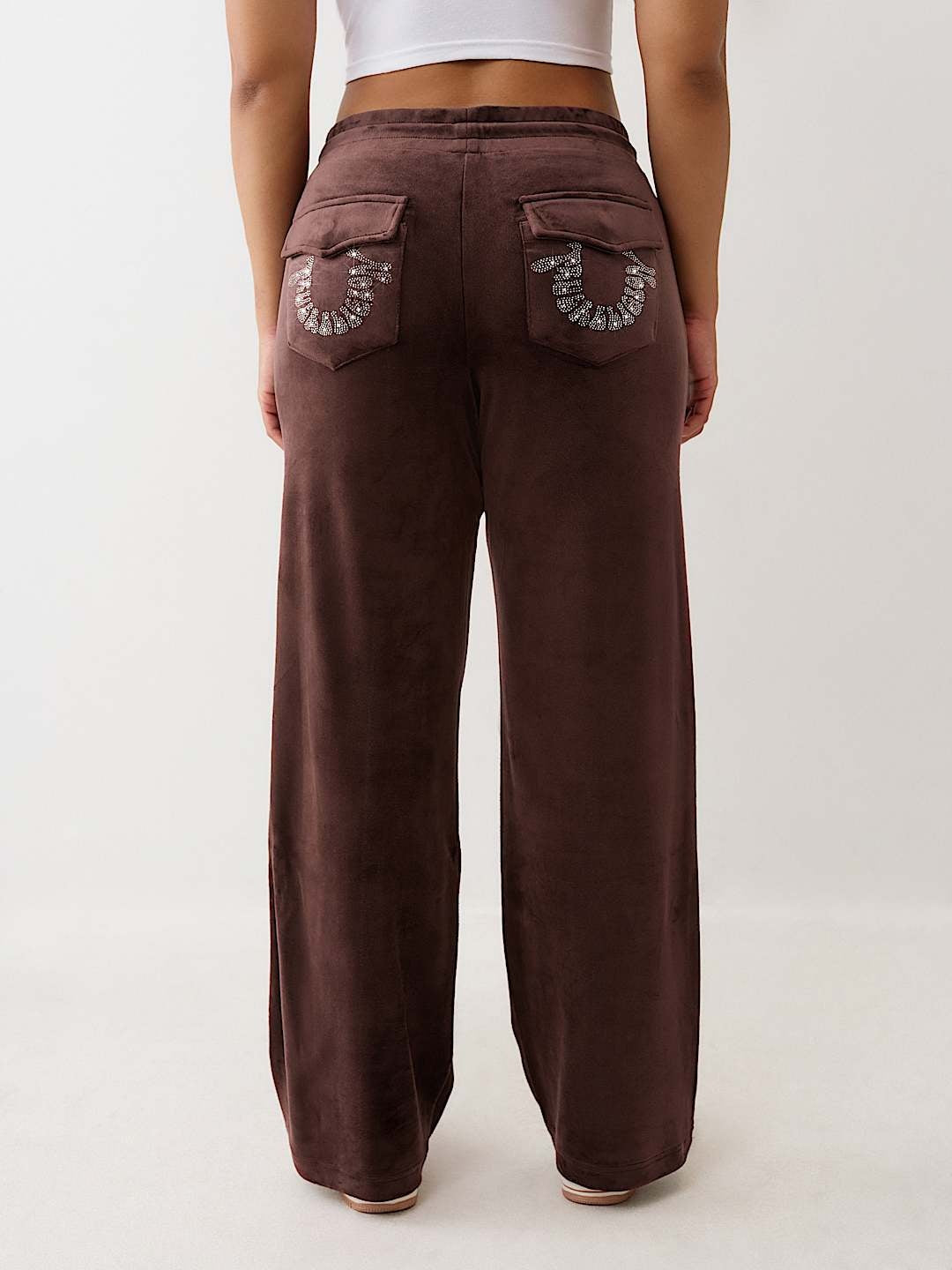 True Religion Sweatpants Crystal Velour Fudge