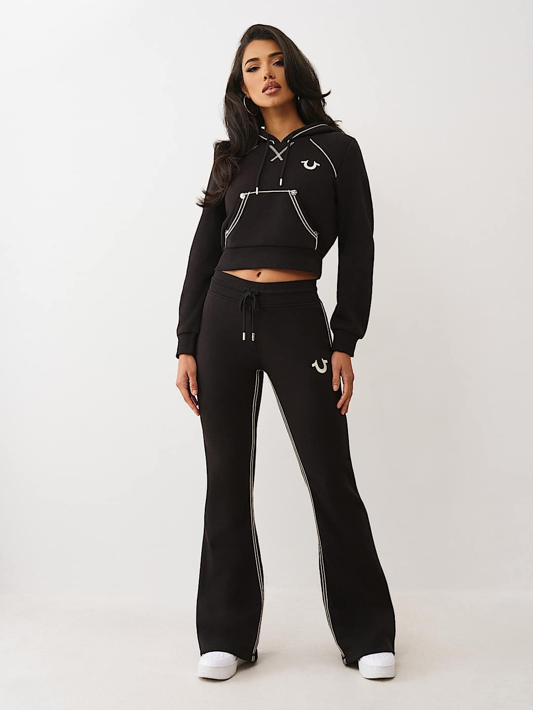 True Religion Sweatpants Rope Stitch Mr Bootcut Jet Black