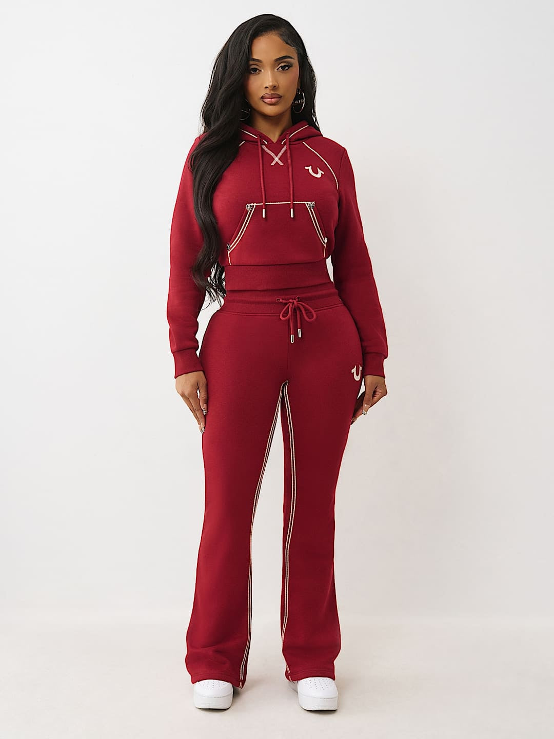 True Religion Sweatpants Rope Stitch Mr Bootcut Biking Red