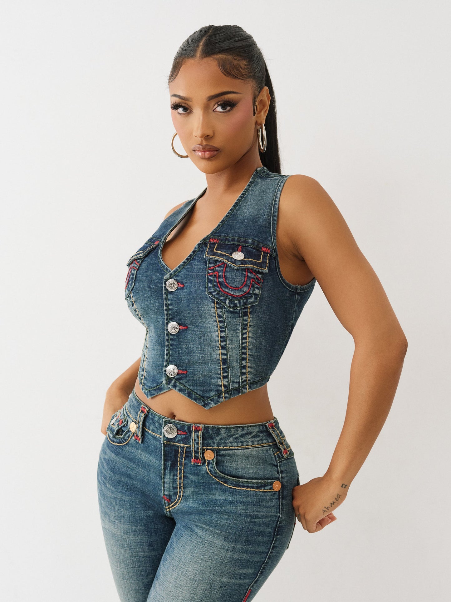 True Religion Denim Vest Super T Twilight Spark