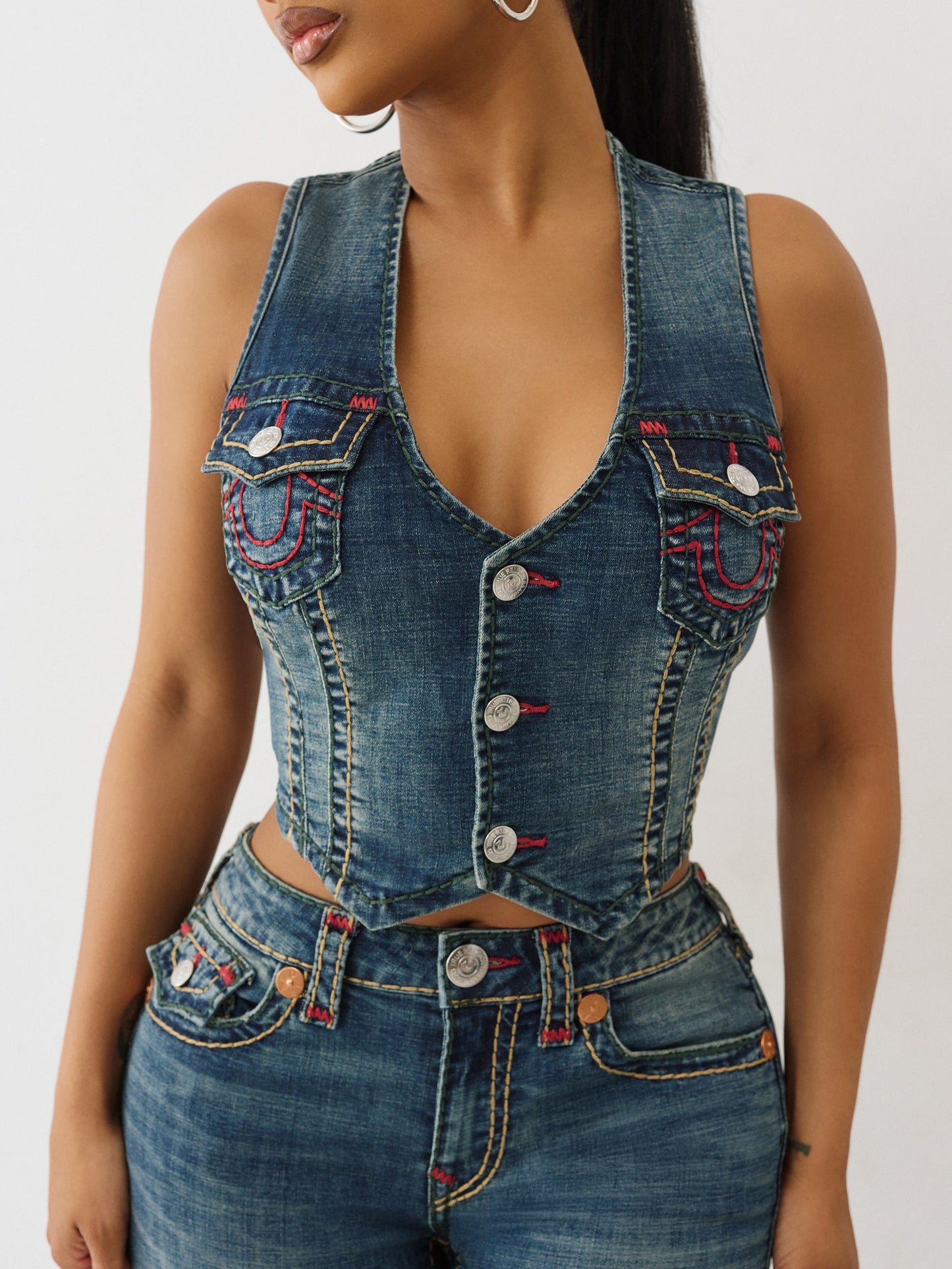 True Religion Denim Vest Super T Twilight Spark
