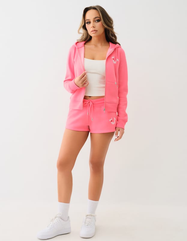 True Religion I Love Tr Classic Zip Hoodie Sunkist Coral