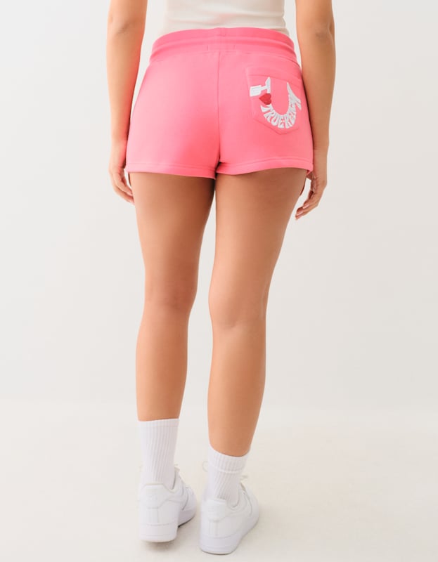 True Religion I Love Tr Mr Fleece Shorts Sunkist Coral