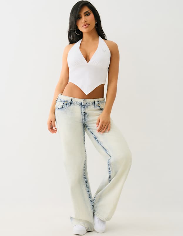 True Religion Hs Bandeau Halter Crop Top Optic White