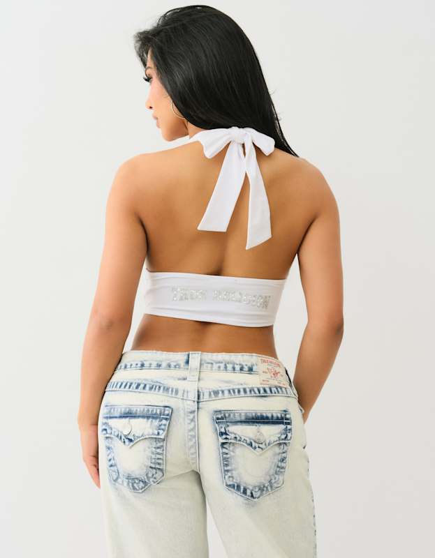 True Religion Hs Bandeau Halter Crop Top Optic White