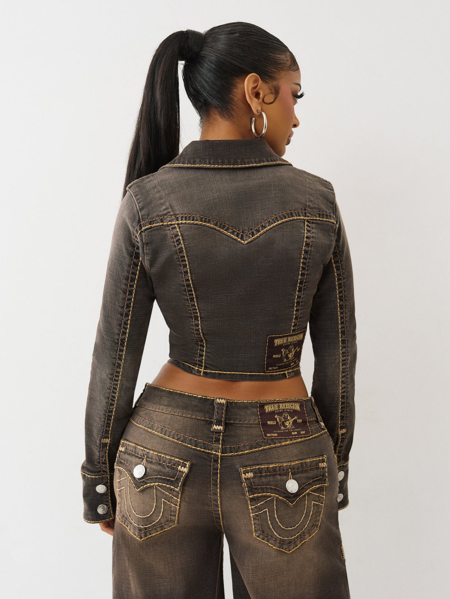 True Religion Denim Jacket Brown Denim Ls Super T Cocoa Crumble