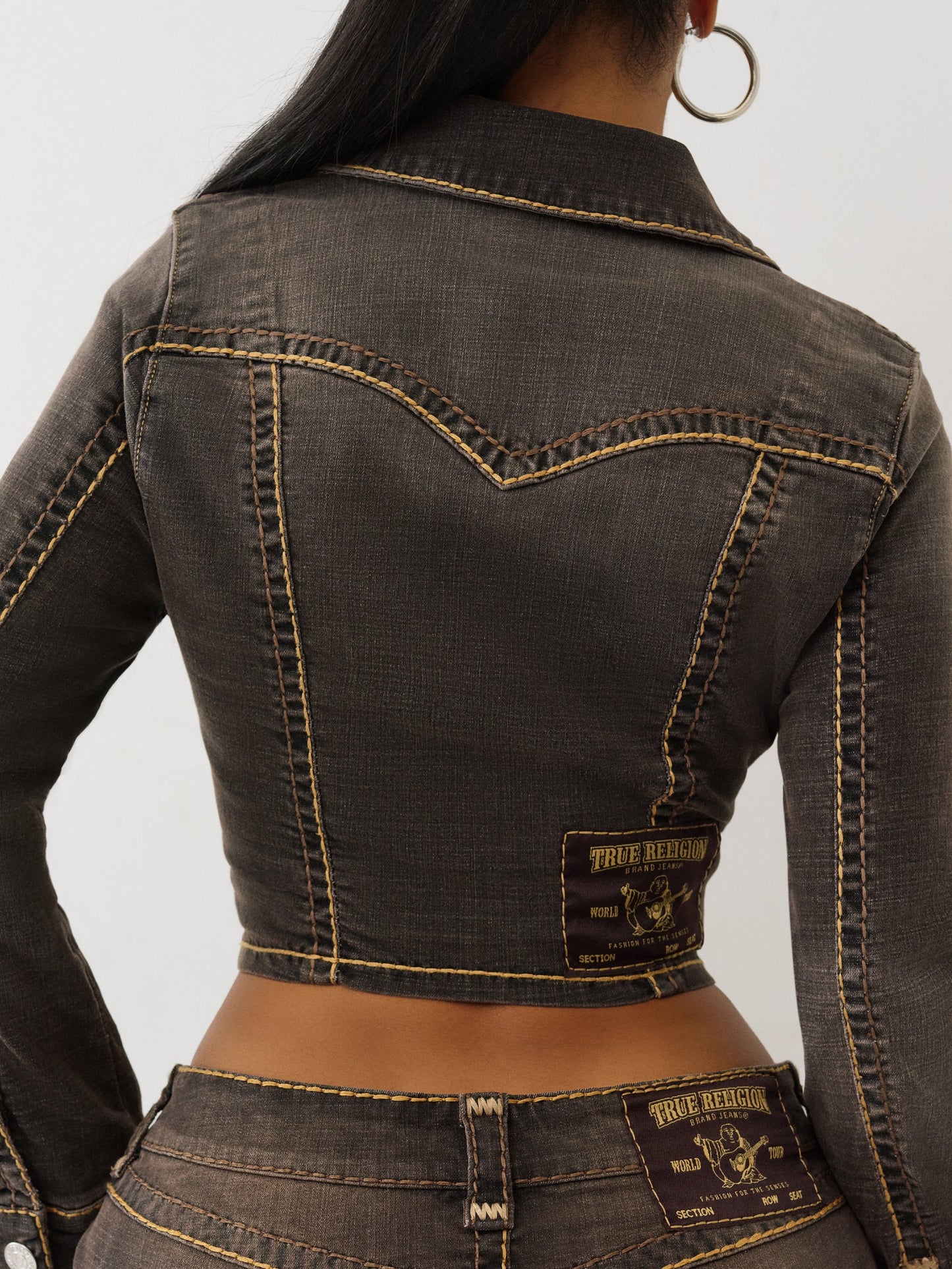 True Religion Denim Jacket Brown Denim Ls Super T Cocoa Crumble