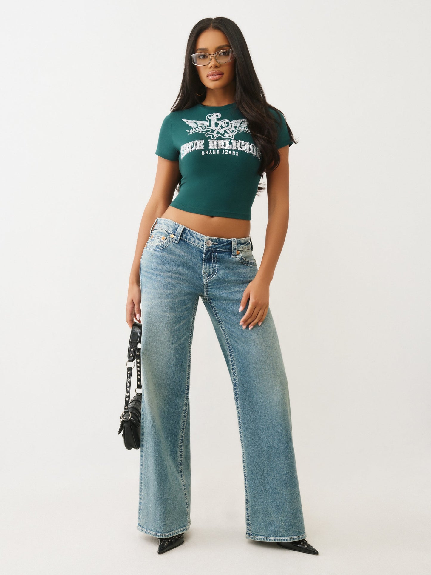 True Religion Wing Crystal Baby Tee Botanical Garden