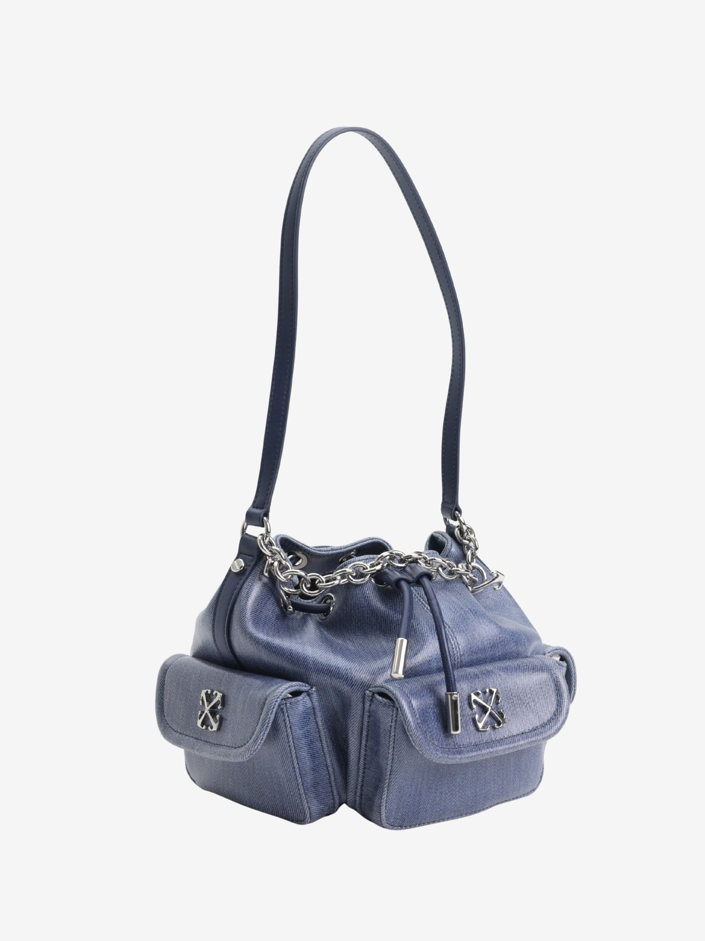 Off-White Bag Silver Logo Strap Denim
