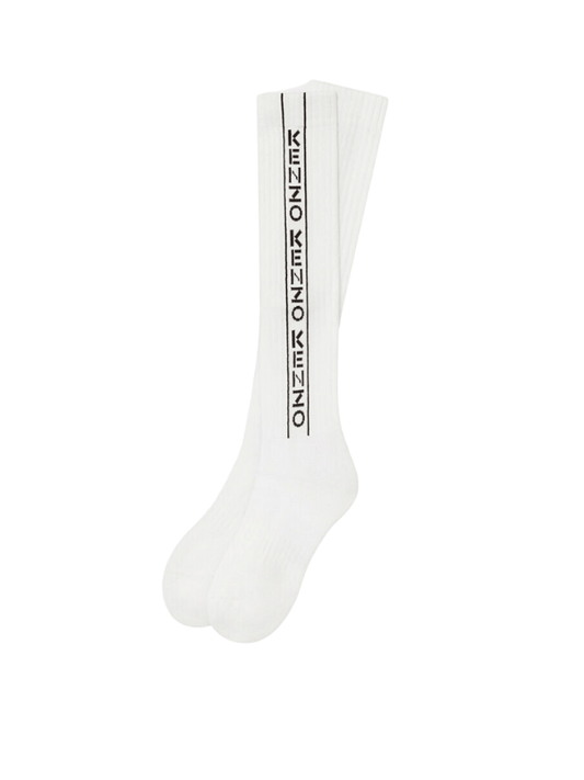 Kenzo Socks Knitted Cotton Logo Off-White