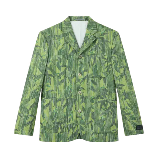 Kenzo Blazer Allover Leaves Print Green