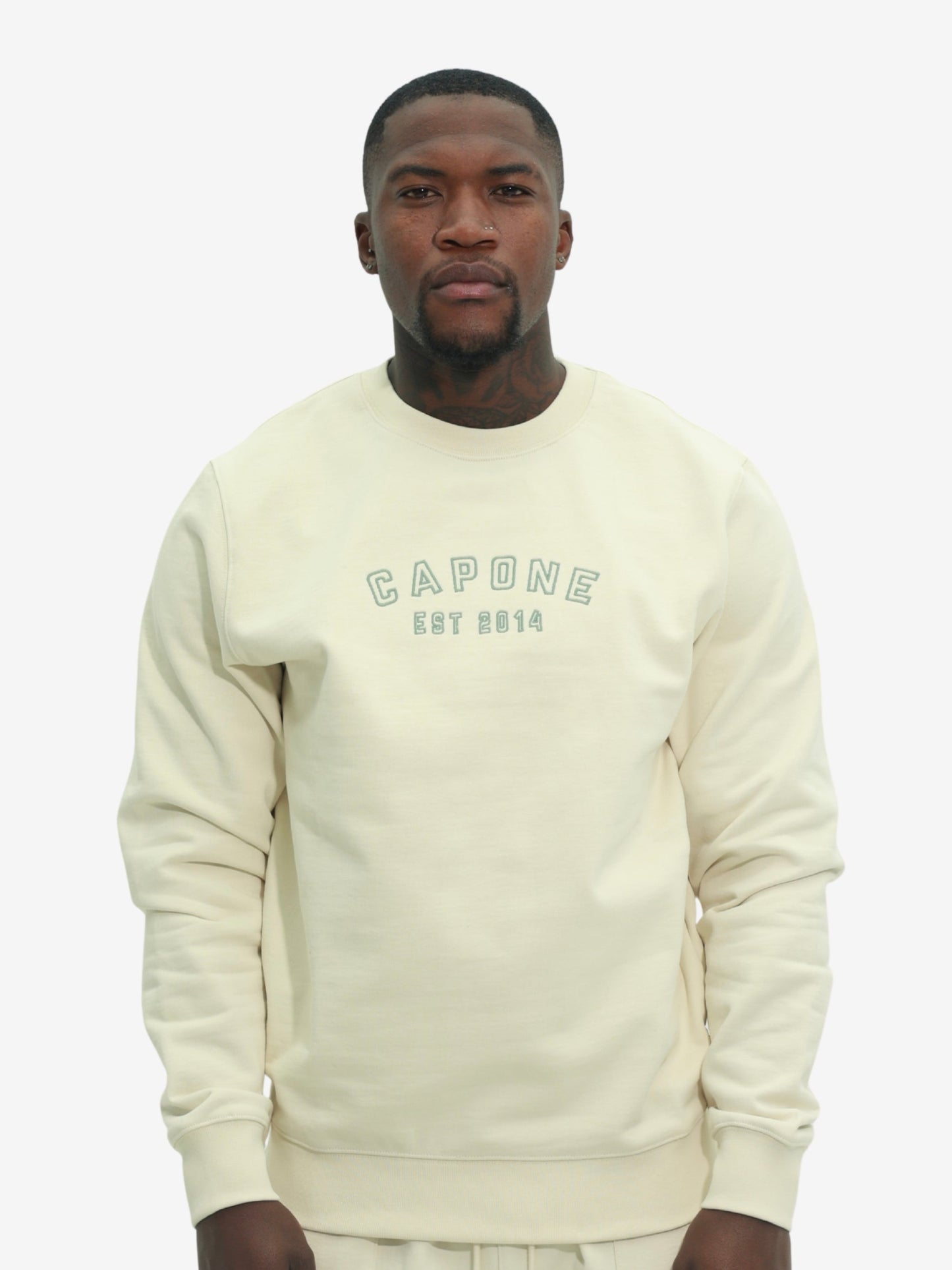 Capone Sweater Back Floral Print Beige-Green