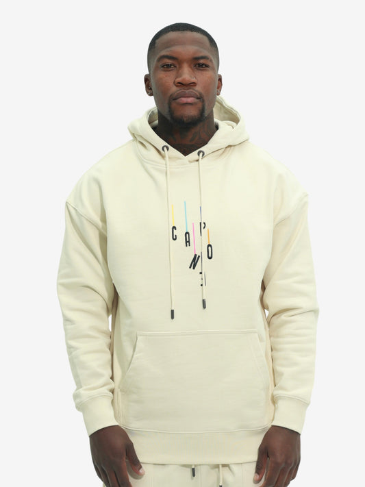 Capone Sweater Hooded Colourful Backprint Beige