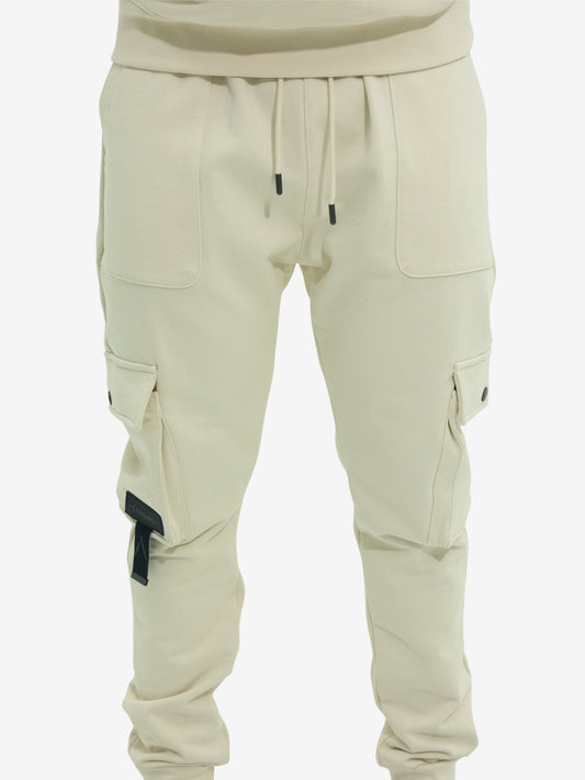 Capone Cargo Sweatpants Double Sided Pockets Beige