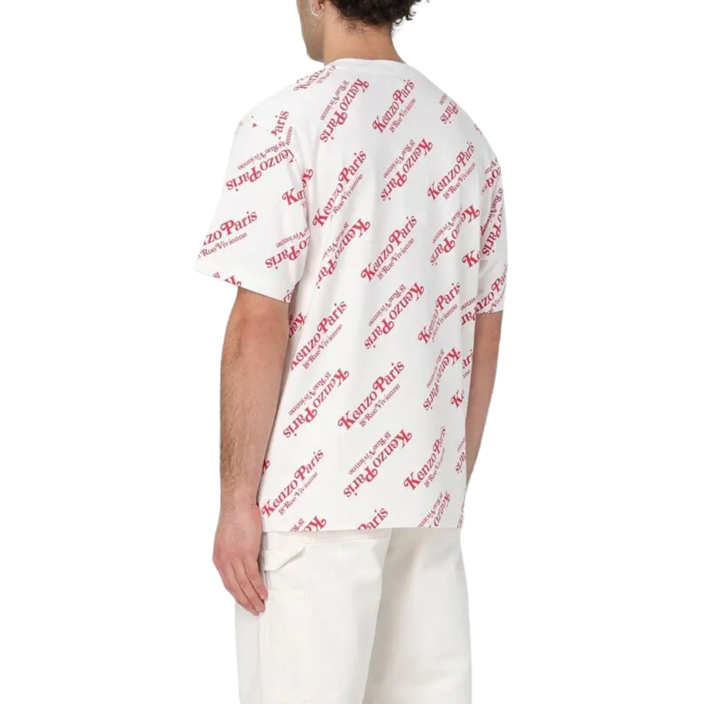 Kenzo T-Shirt Allover Print Logo White-Red