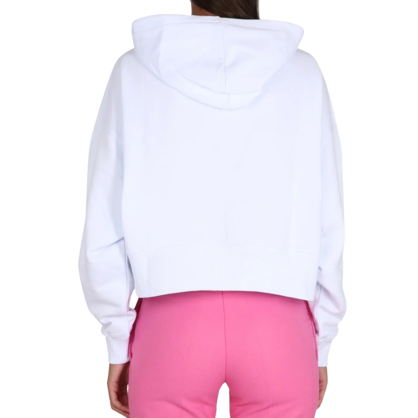 Msgm Hoodie Felpa Small Logo White