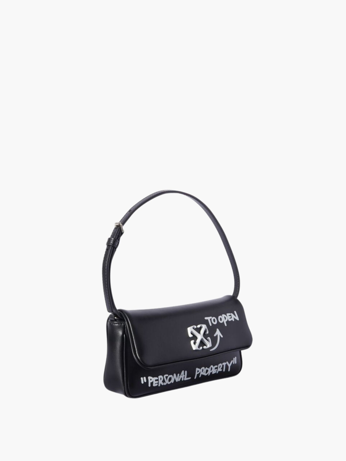 Off-White Bag Silver Logo Strap Black