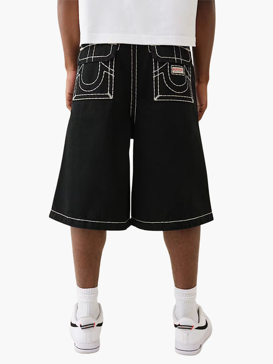 True Religion Shorts Mikey Super T Black Rinse