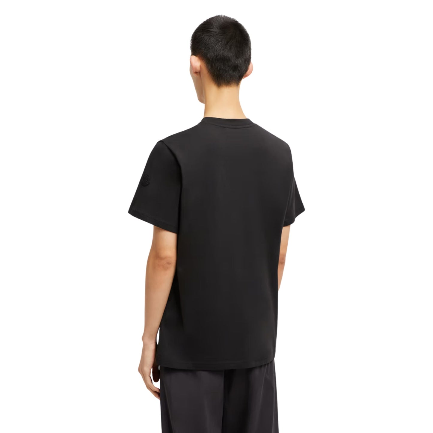 Moncler T-Shirt Curved Logo Black-White