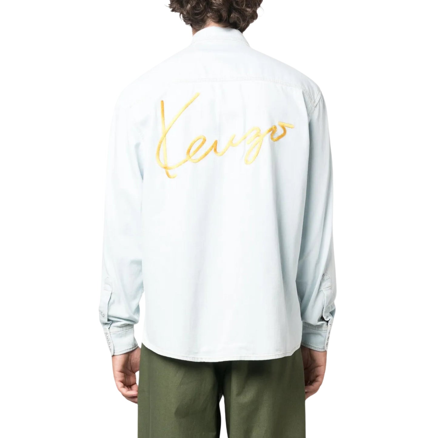 Kenzo Shirt Pocket Logo Bleached Denim Blue