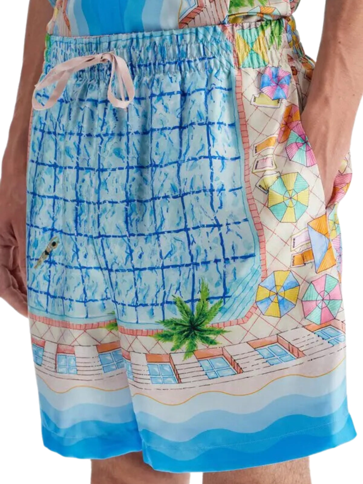 Casablanca Shorts Silk With Drawstrings Le Plongeon Blue