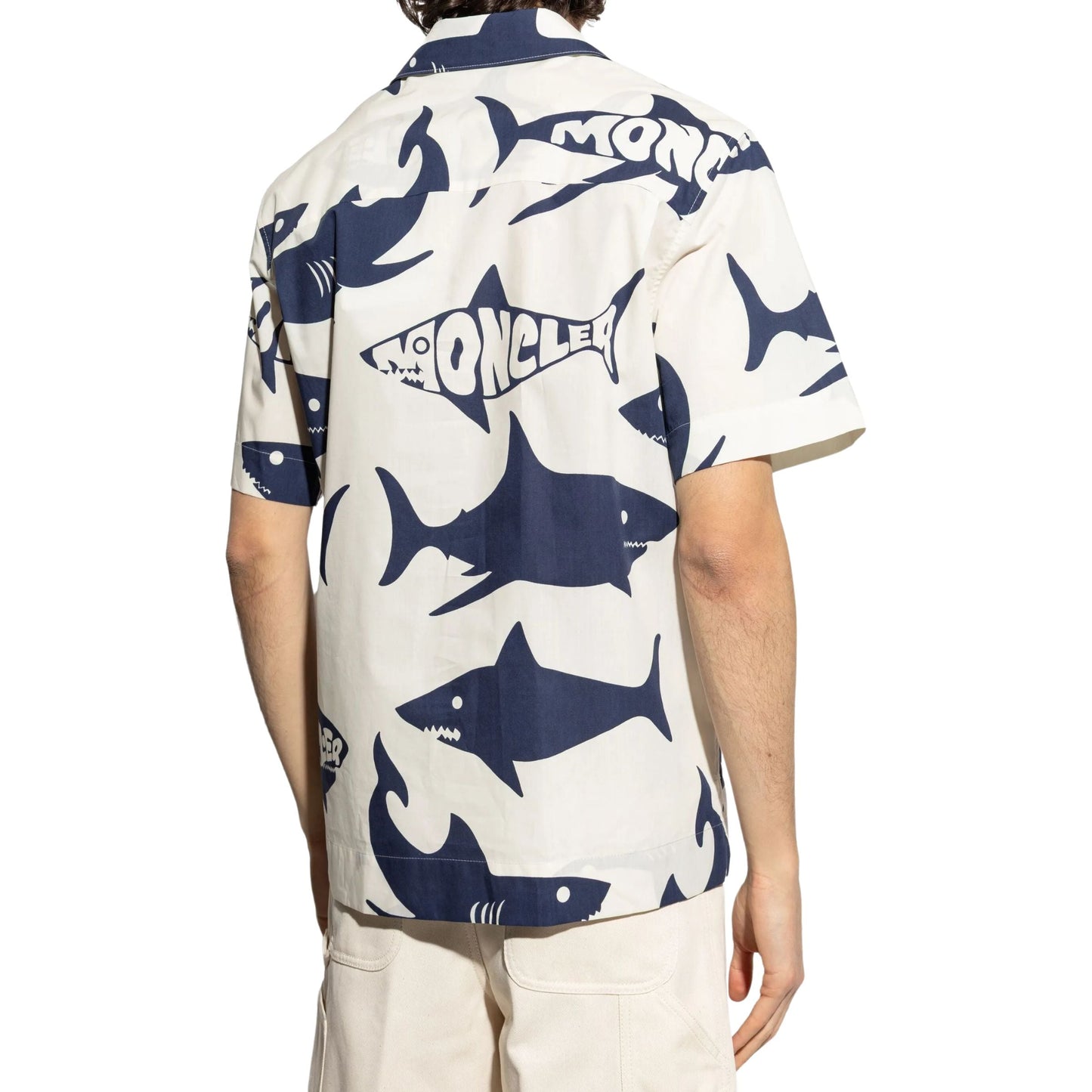 Moncler Shirt Shark Print White-Blue