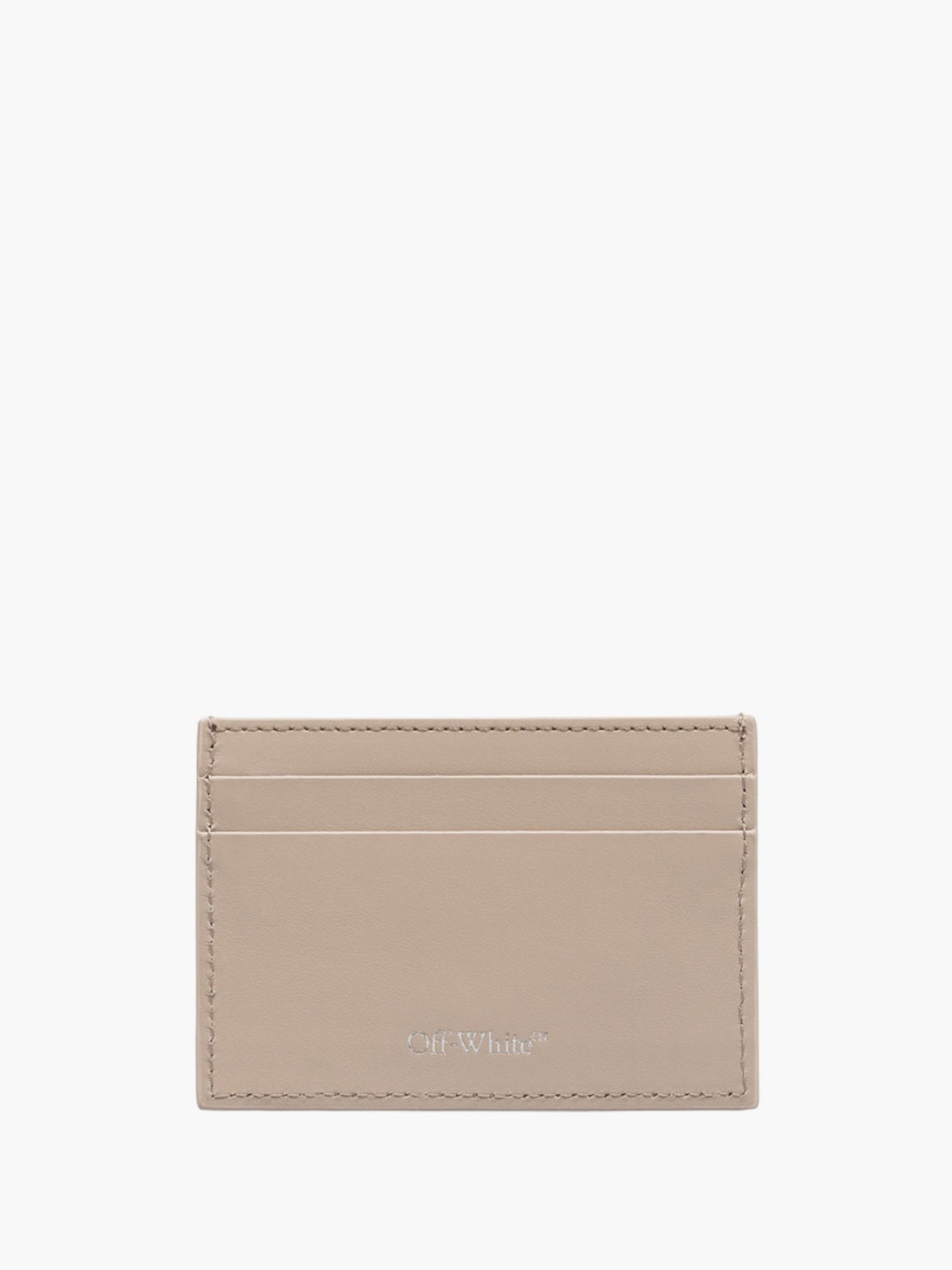 Off-White Cardholder Silver Logo Print Cream