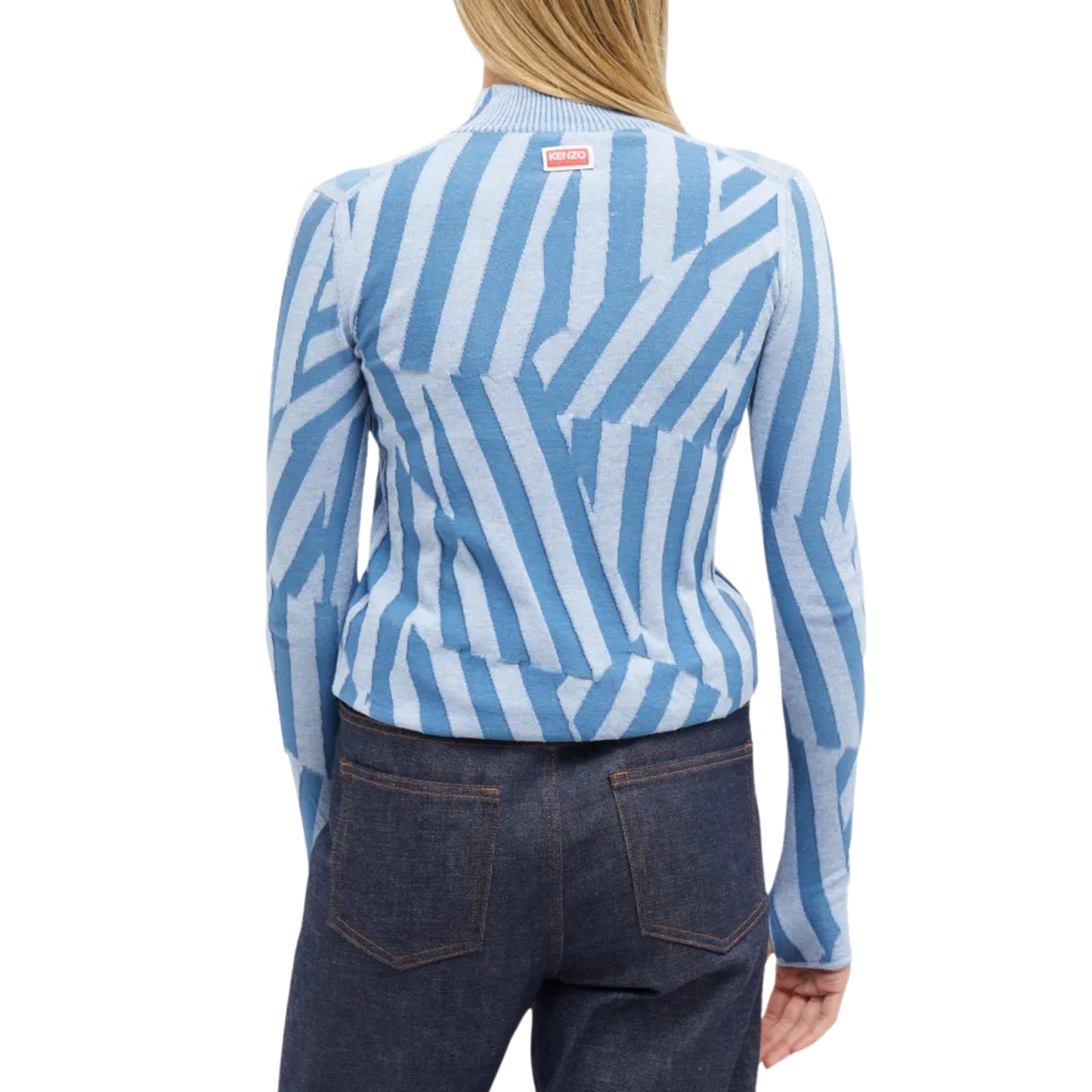 Kenzo Sweater Ladies Allover Stripes Cyan