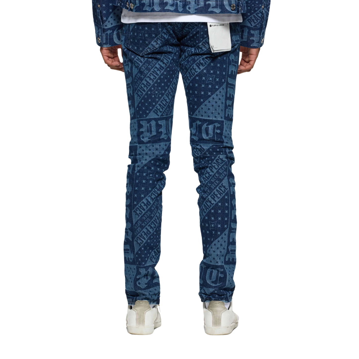 Purple Jeans Allover Peace Print Blue