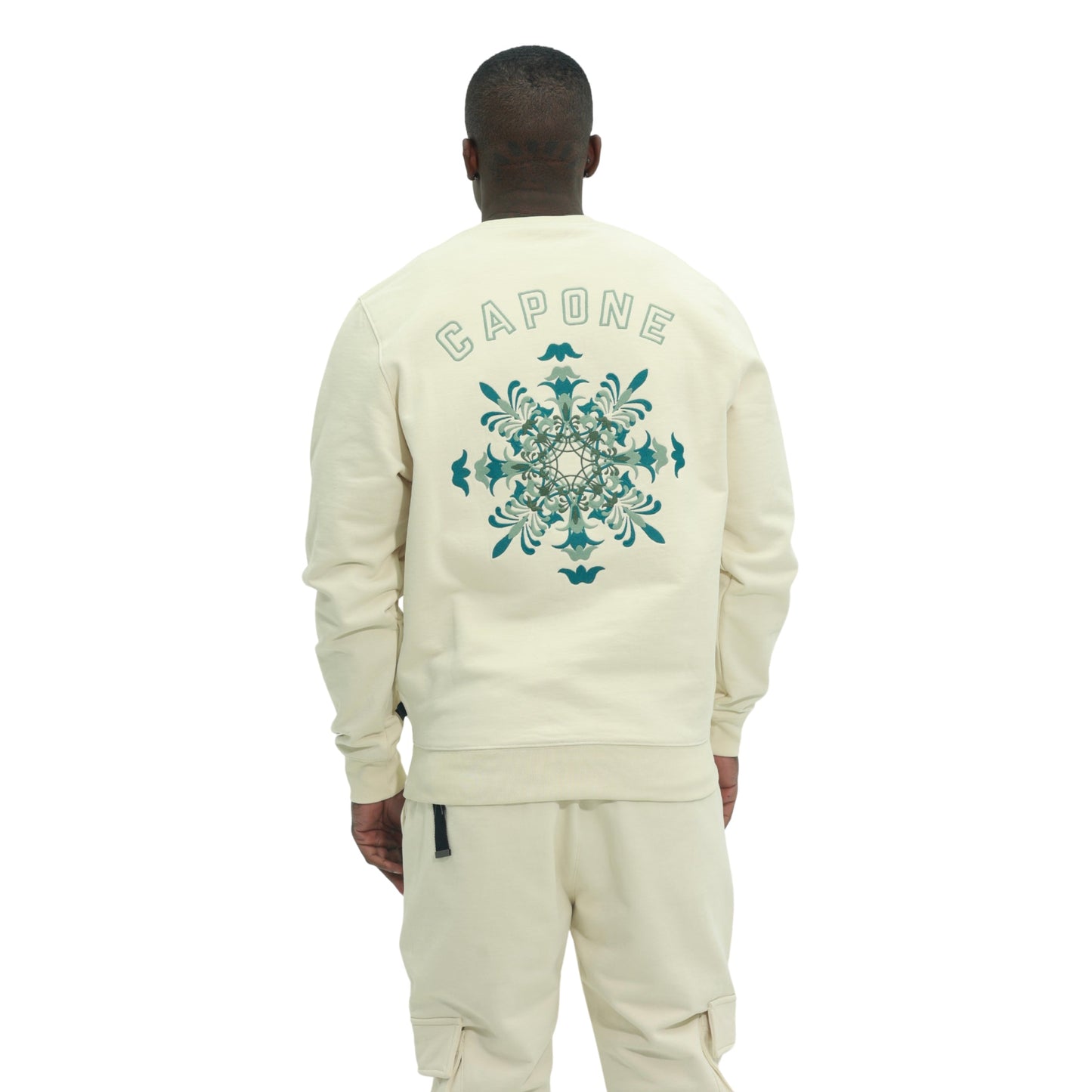 Capone Sweater Back Floral Print Beige-Green