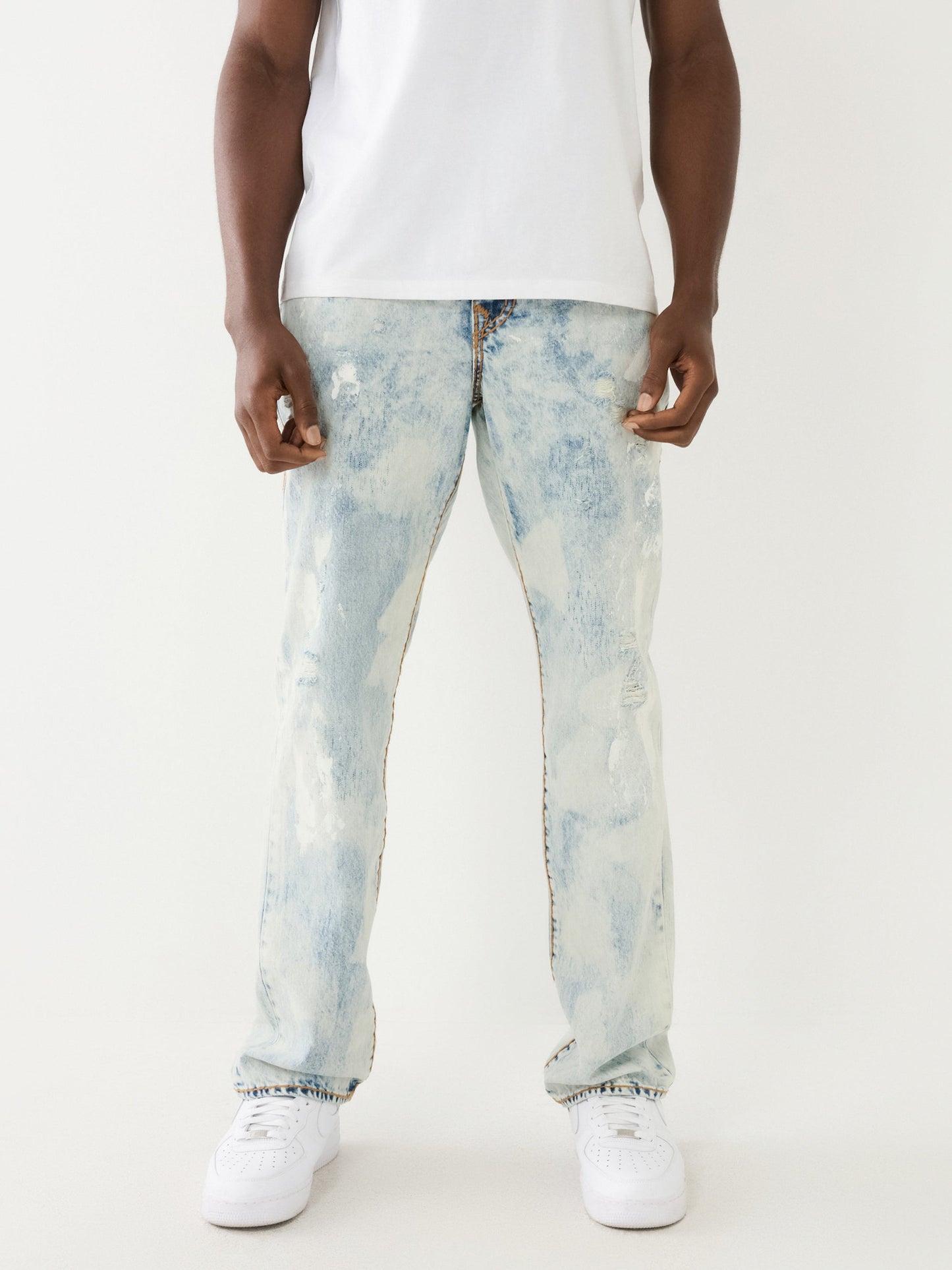 True Religion Jeans Ricky Flap Rips Light Wa