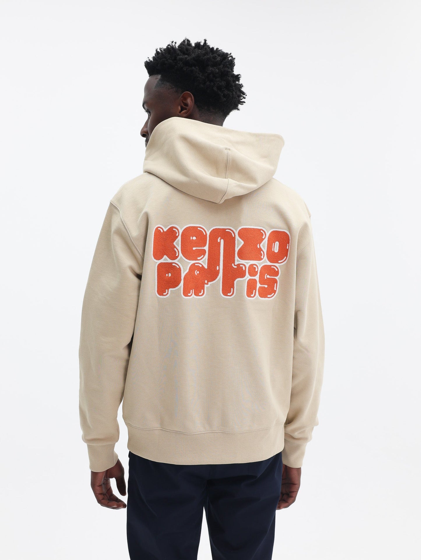 Kenzo Zip Up Hoodie Elephant Logo Beige