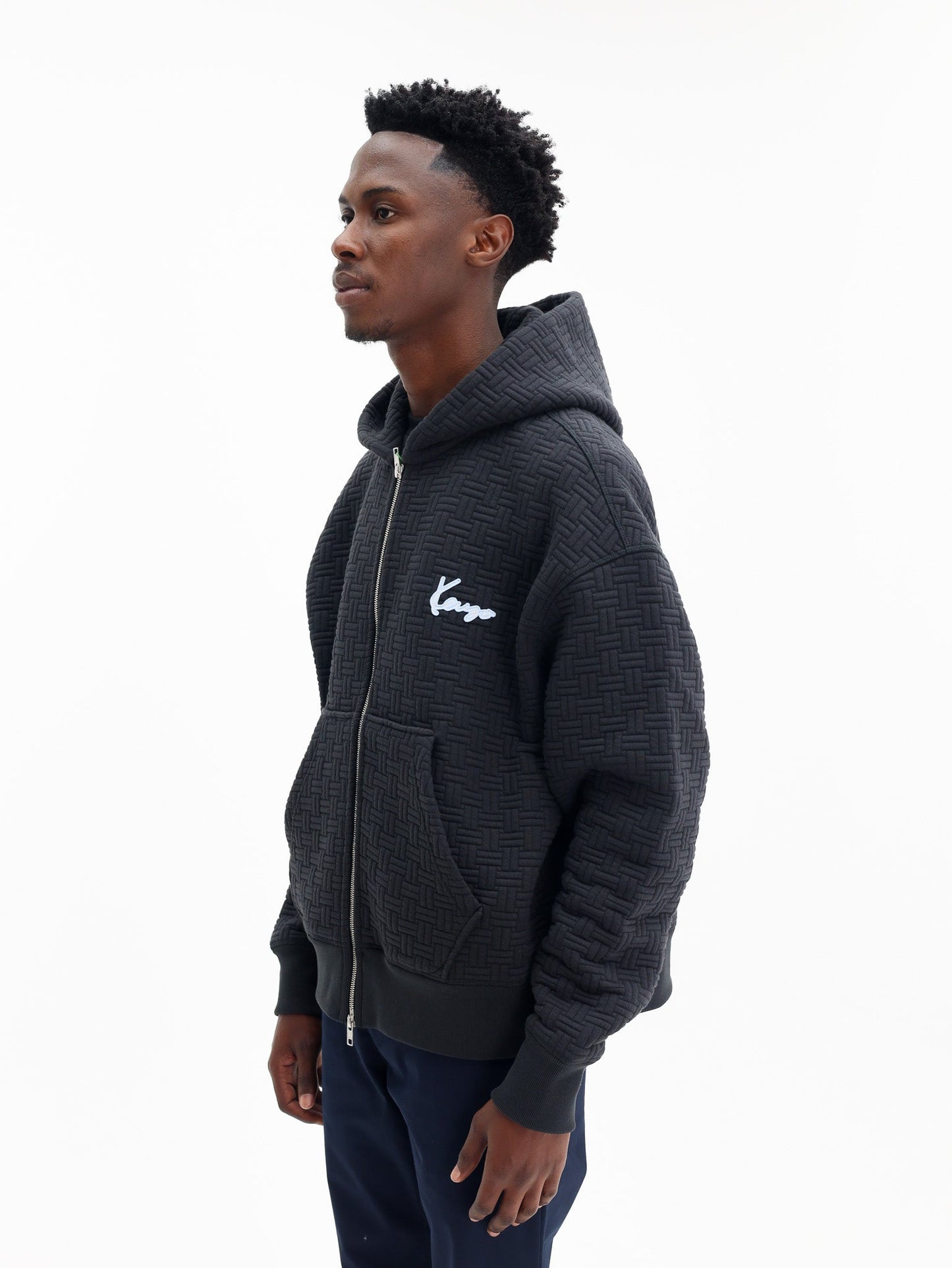 Kenzo Zip Up Hoodie Boxy Black