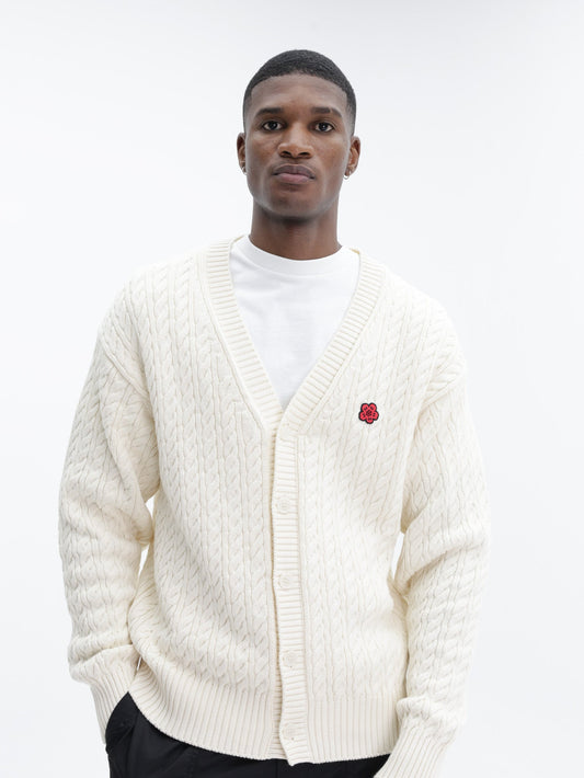 Kenzo Cardigan Boke Flower Knit Loose Fit Ecru