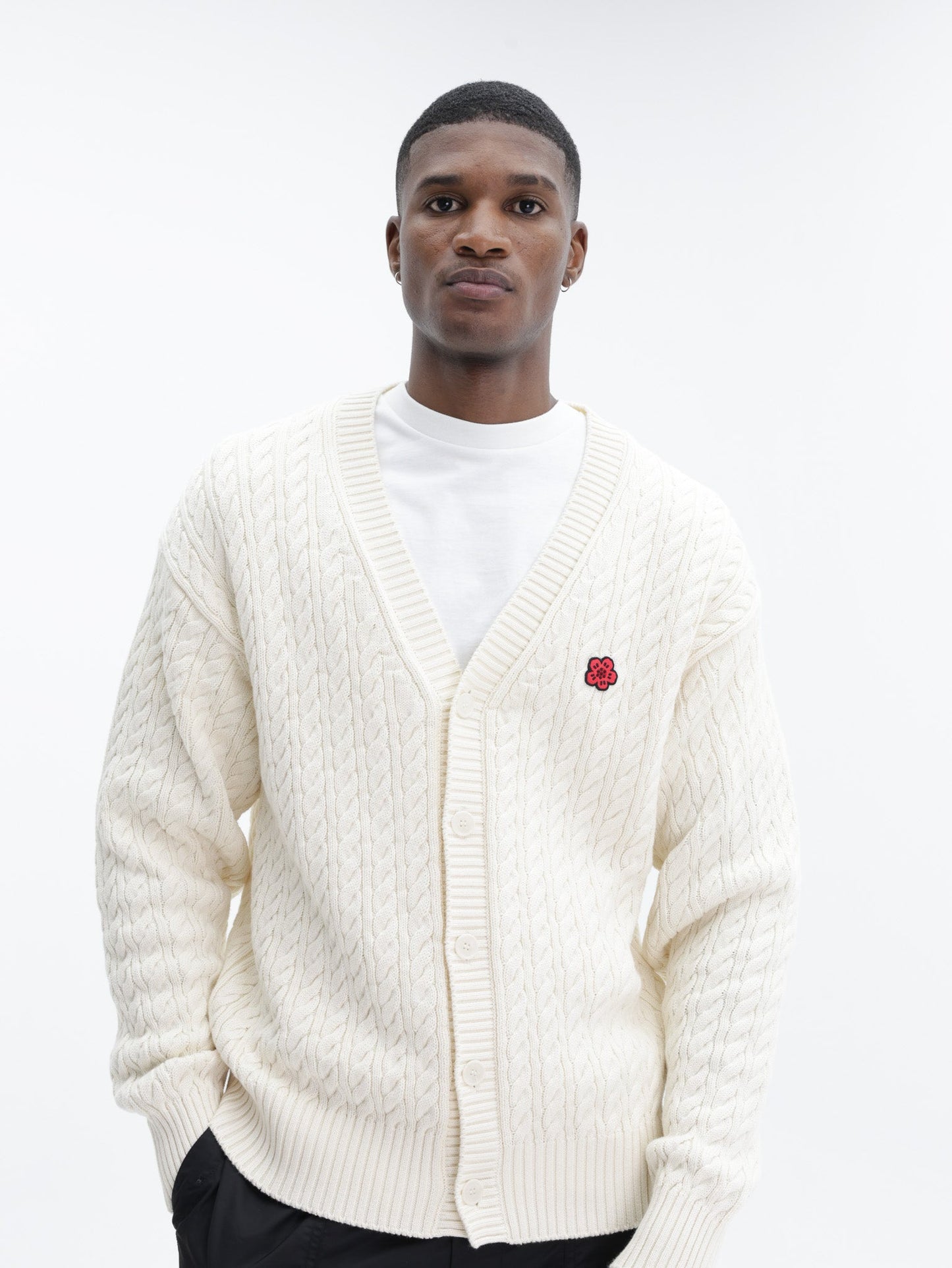Kenzo Cardigan Boke Flower Knit Loose Fit Ecru