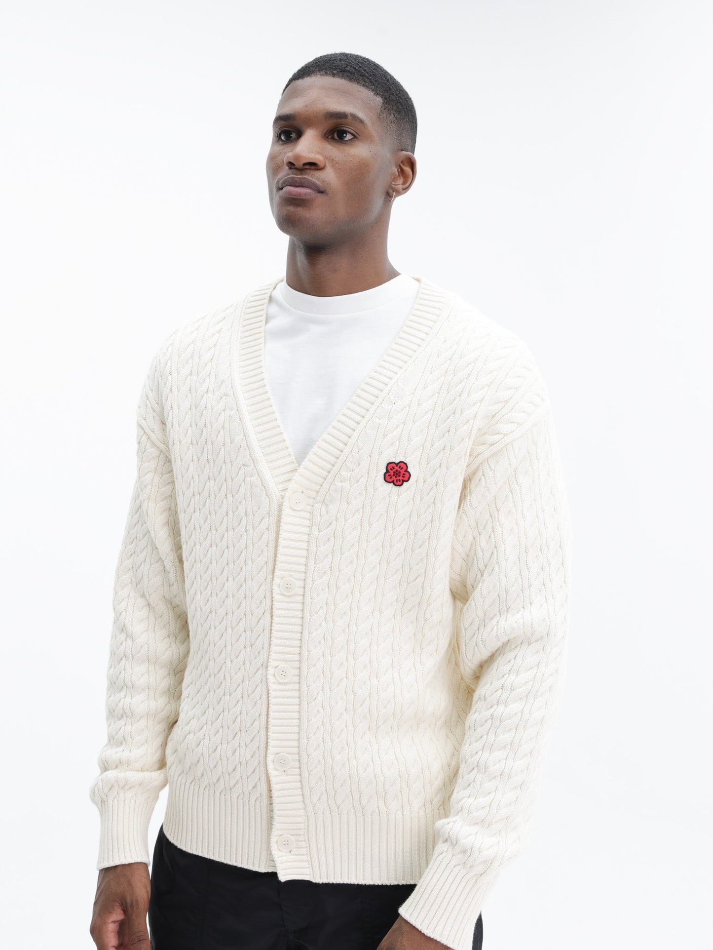Kenzo Cardigan Boke Flower Knit Loose Fit Ecru