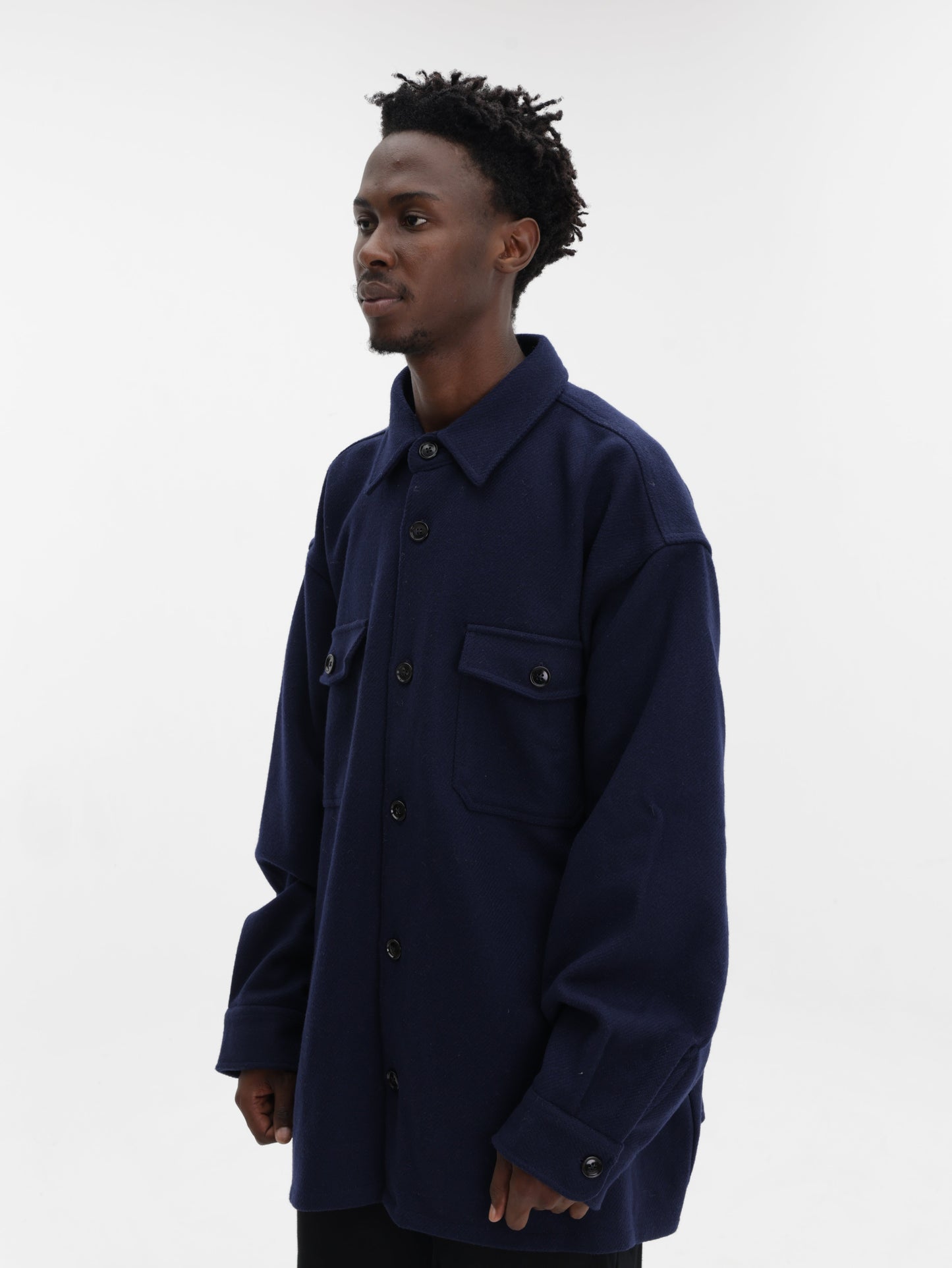 Ami Shirt Chest Pocket Overshirt Navy