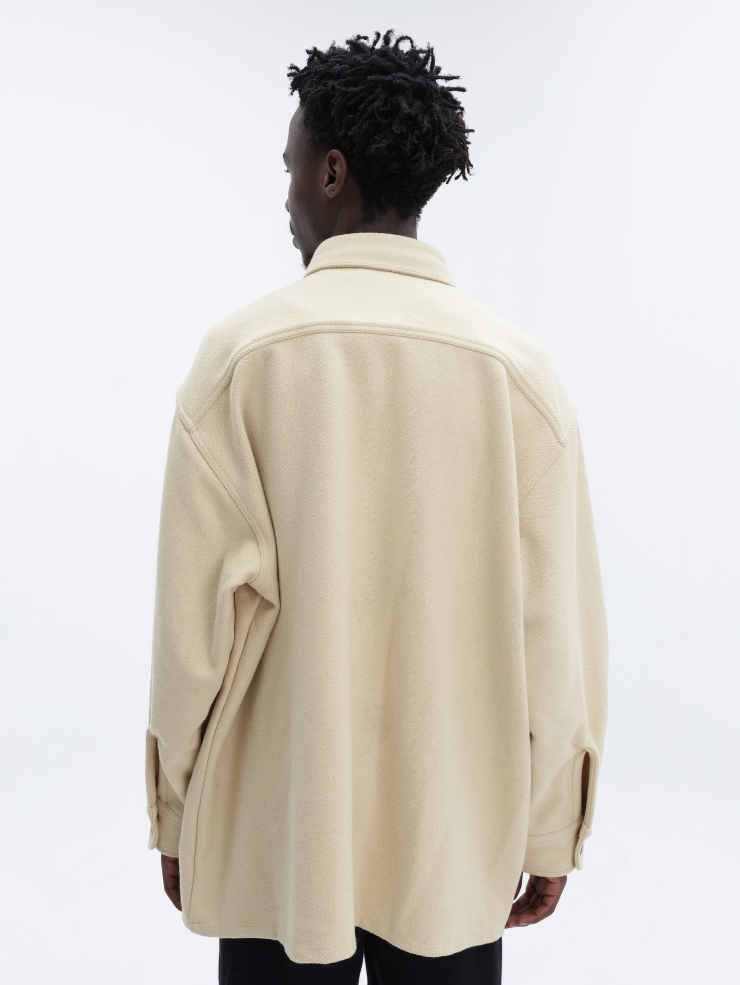 Ami Shirt Spread Collar Wool Blend Off-White