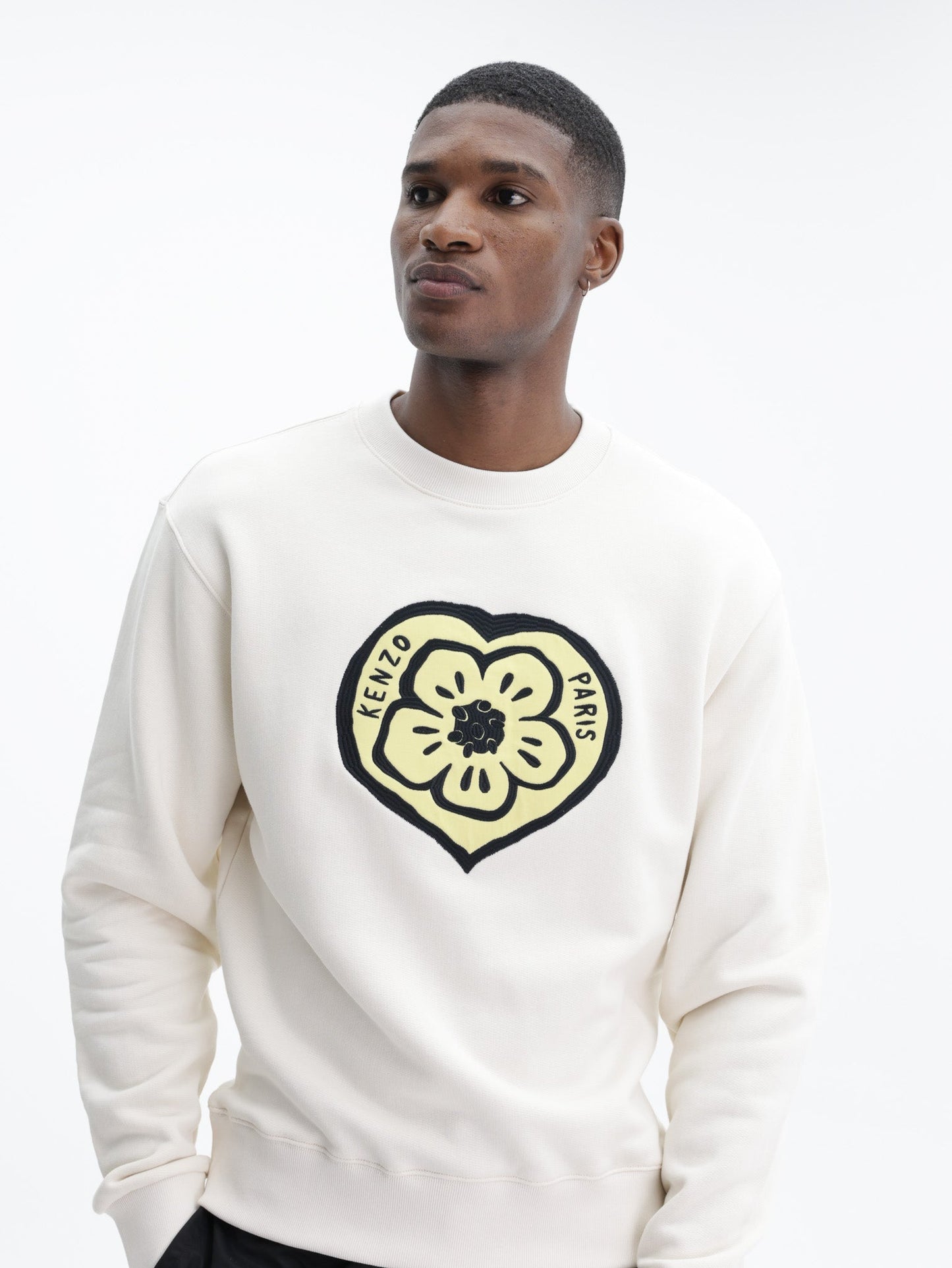 Kenzo Sweatshirt  Knitted Cotton Pullover Ecru