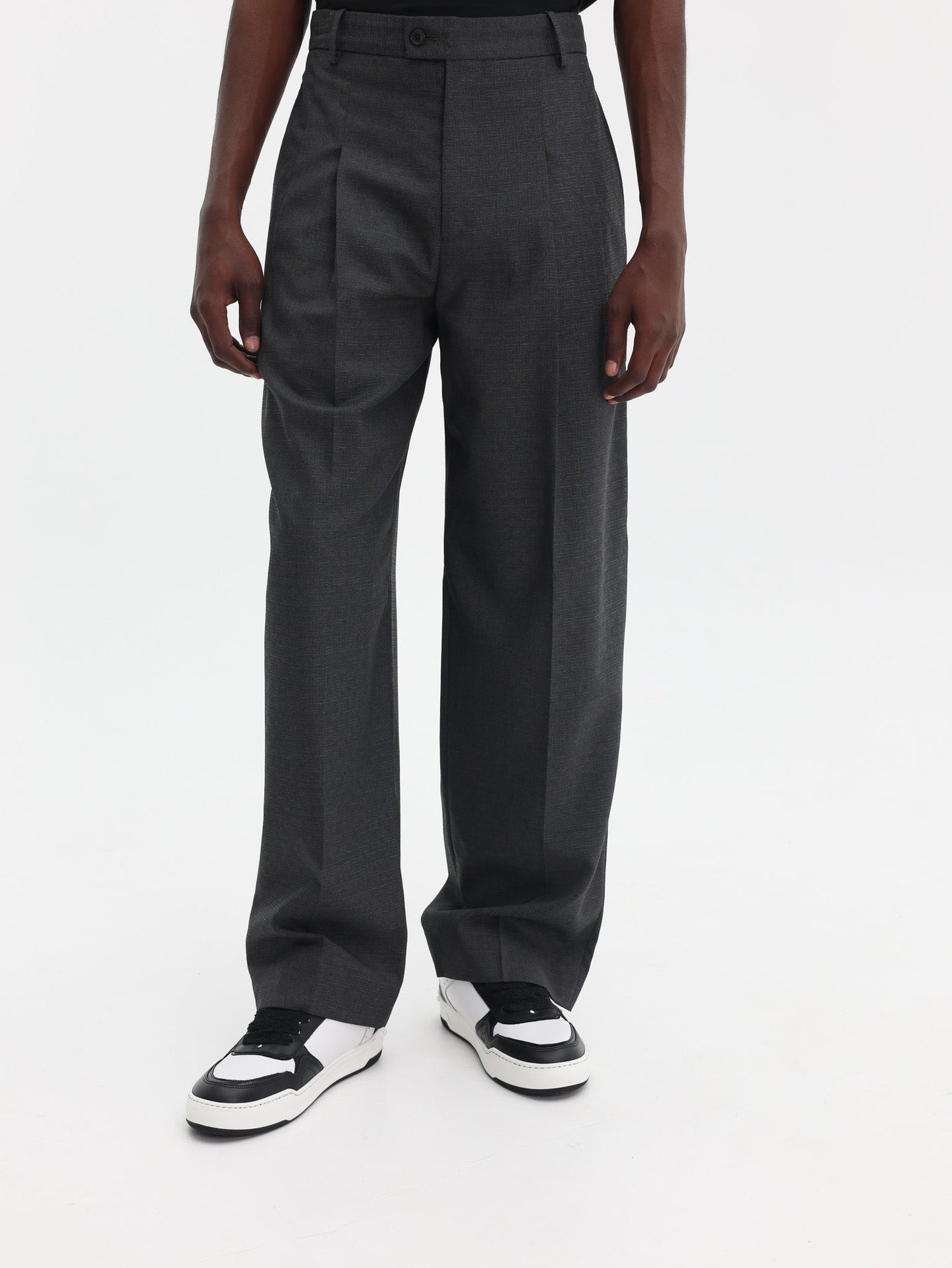 Kenzo Weave Pants Straight Tailored  Wool Jacquard Taupe
