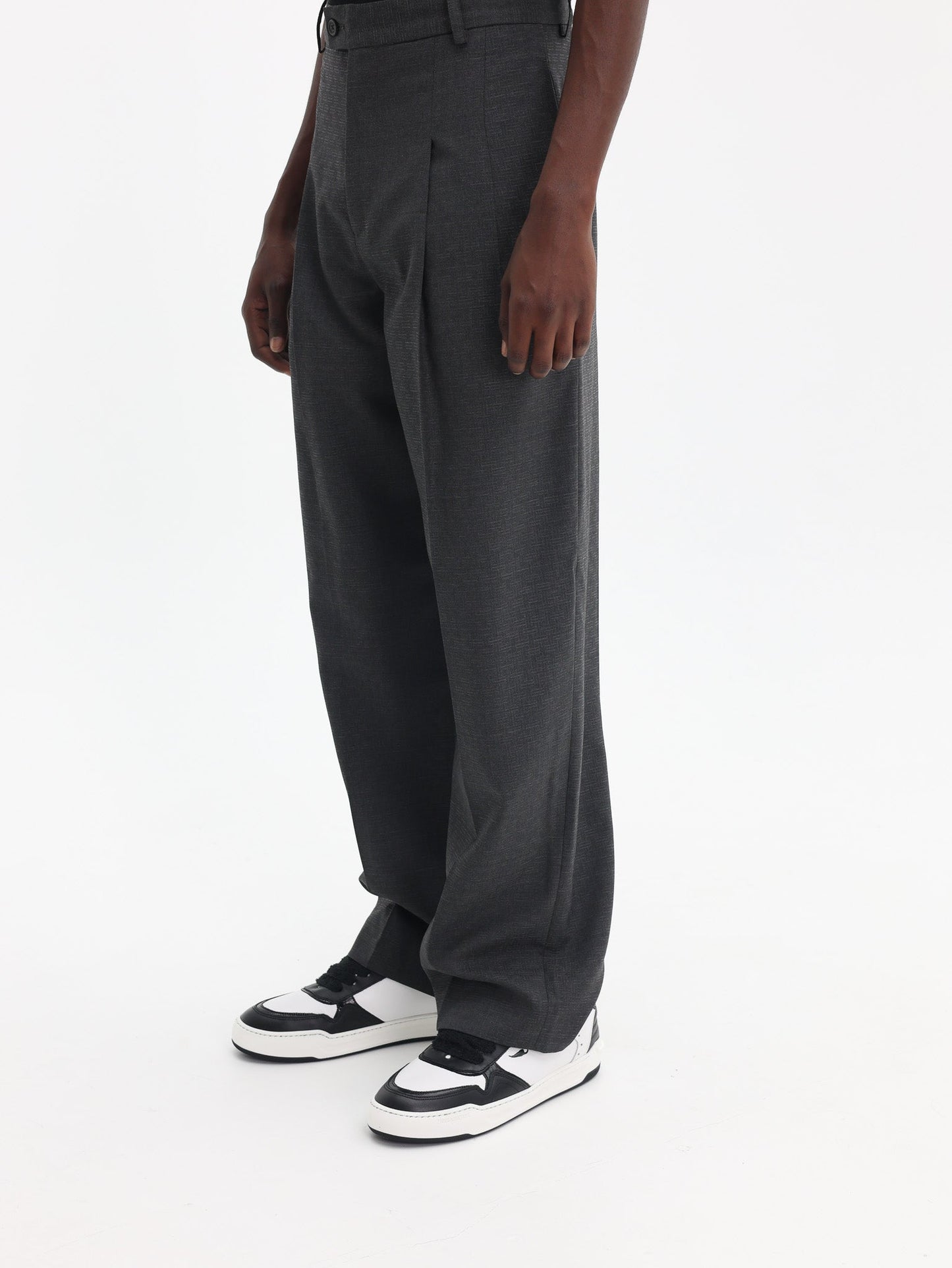 Kenzo Weave Pants Straight Tailored  Wool Jacquard Taupe