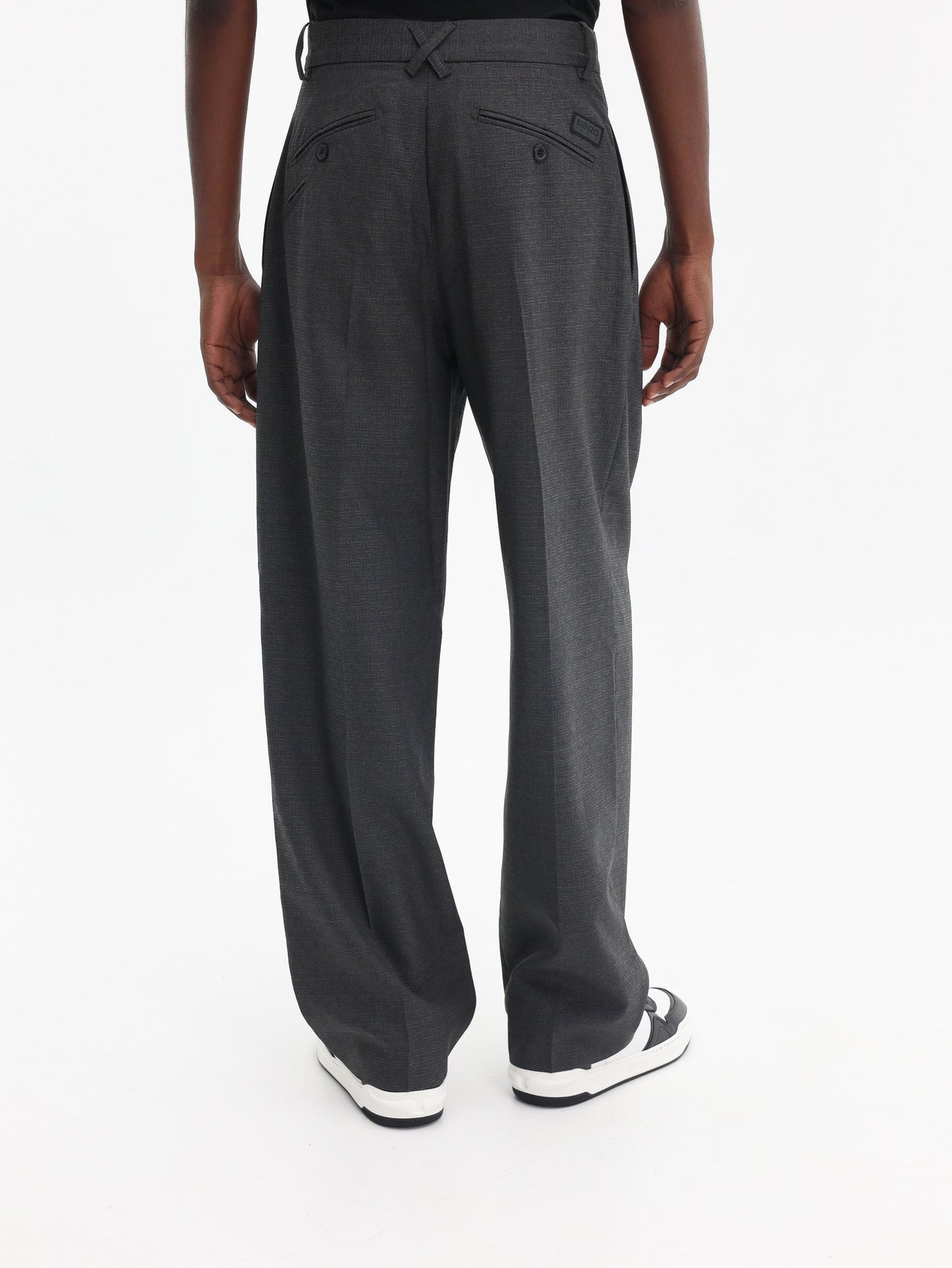 Kenzo Weave Pants Straight Tailored  Wool Jacquard Taupe