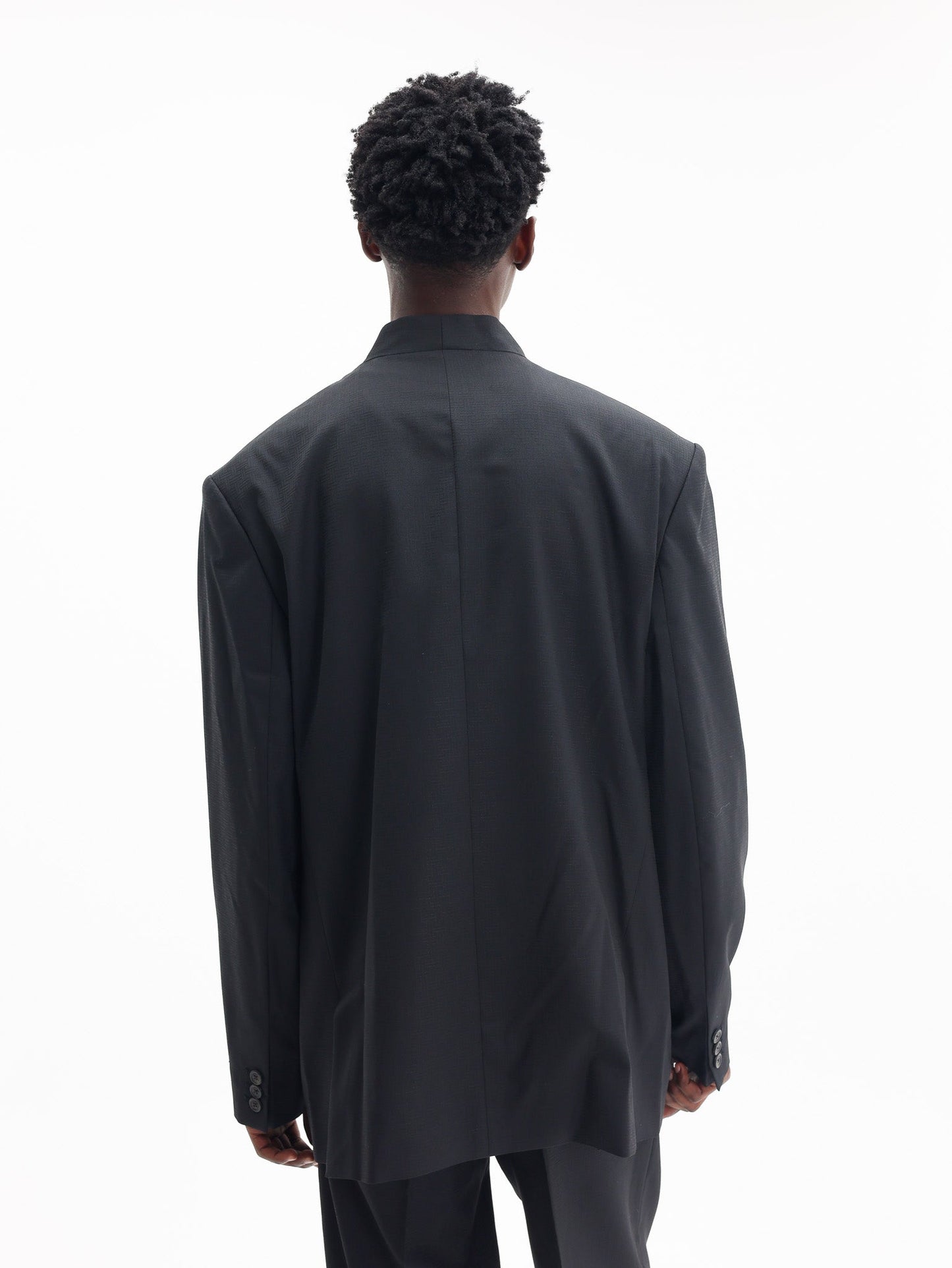 Kenzo Weave Blazer Tailored Wool Jacquard Black