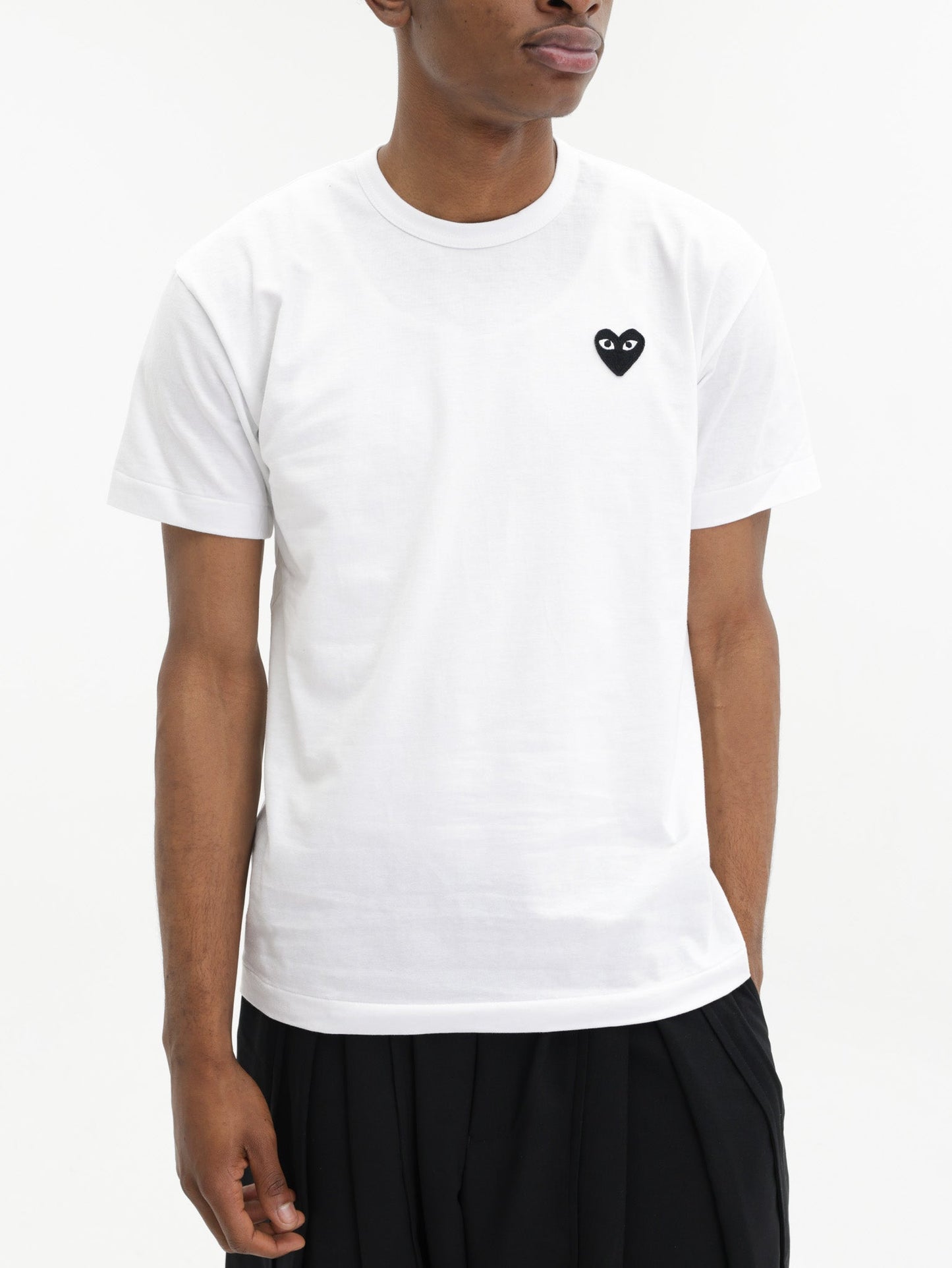 Comme Des Garcons T-Shirt Black Emblem Mesh White